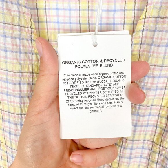 NWT GANNI Seersucker Check Print Wrap Dress in Multicolor Sz 34 / XS - Picture 9 of 13